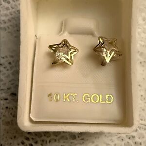 10 KT Gold Star Earrings stamp small earrings stud